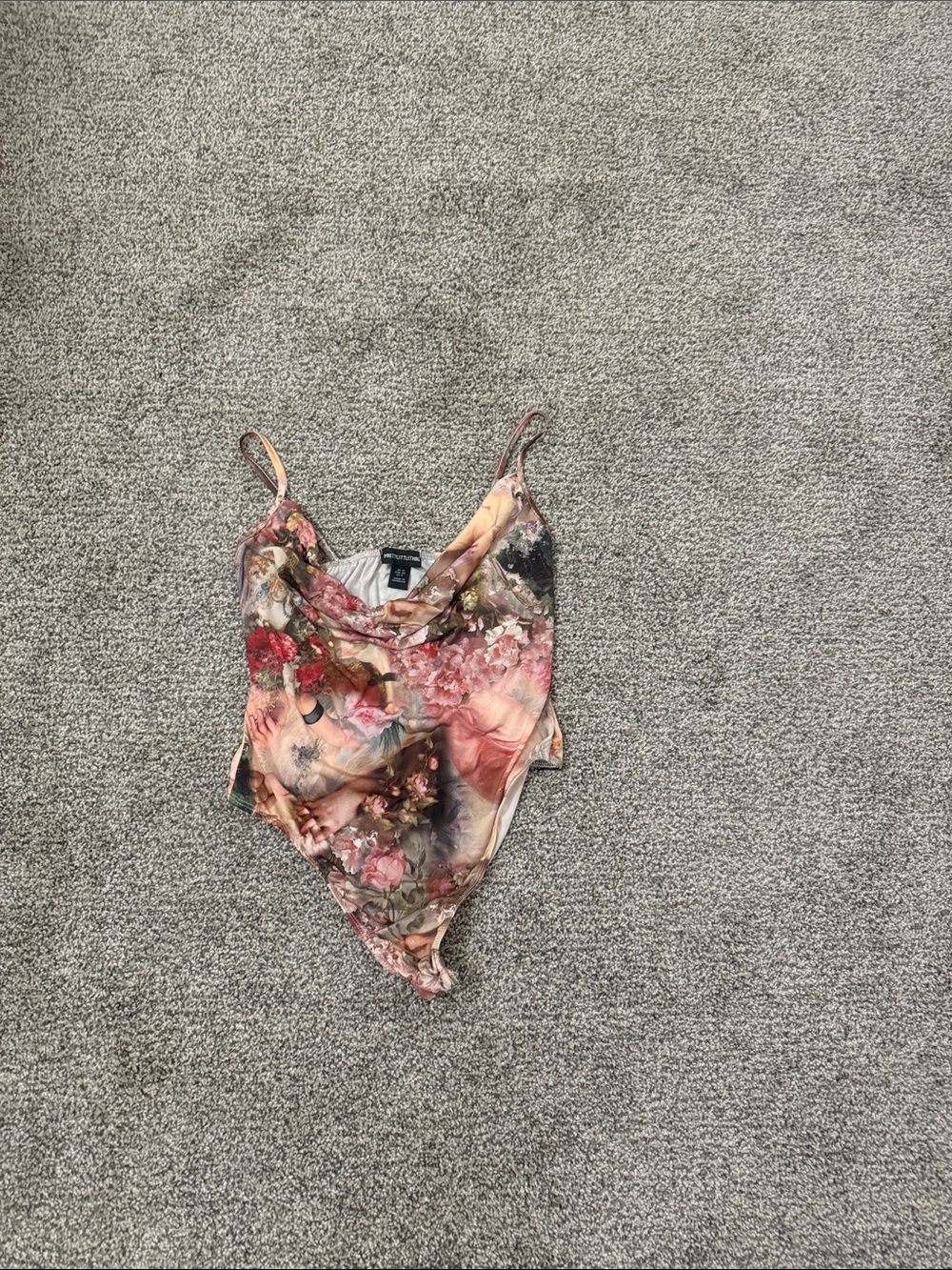PrettyLittleThing Floral Cowl Neck Bodysuit